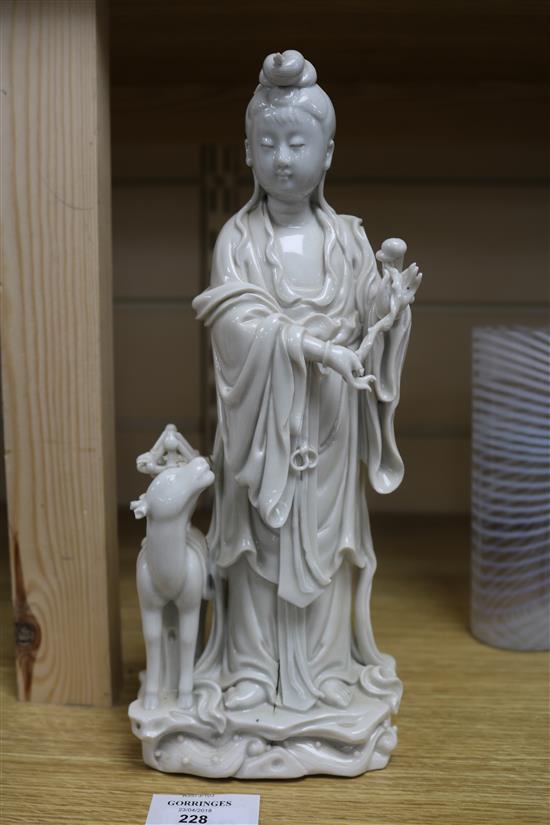 A blanc de chine 19th century model of Guanyin